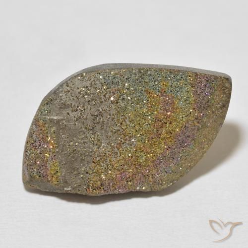 23.02ct Naturale Multicolore Pirite Arcobaleno, Taglio a fantasia, Opaco