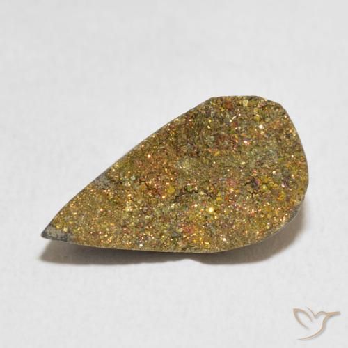 4.89ct Naturale Multicolore Pirite Arcobaleno, Forma a pera, Opaco