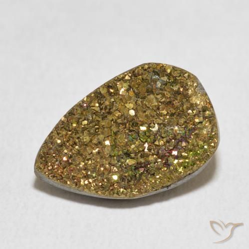 5.82ct Naturale Multicolore Pirite Arcobaleno, Forma a pera, Opaco