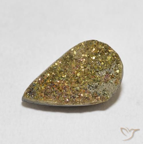 4.66ct Naturale Multicolore Pirite Arcobaleno, Forma a pera, Opaco