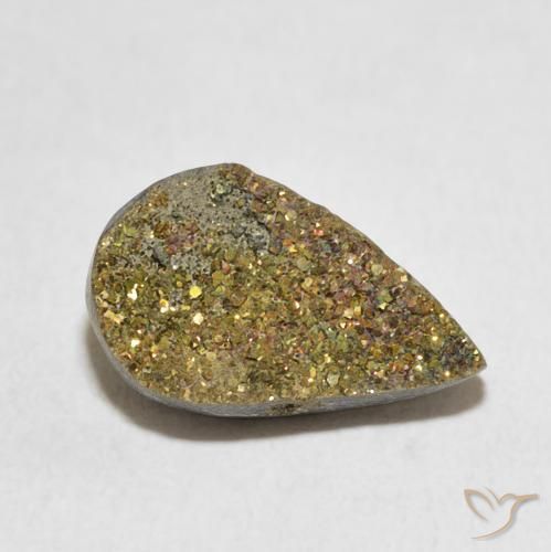 Pirite Arcobaleno Multicolore naturale da 4.66 ct, Forma a pera, Opaco