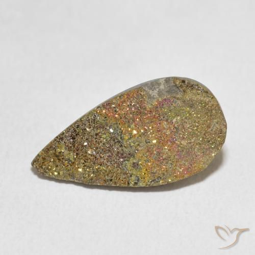 4.55ct Naturale Multicolore Pirite Arcobaleno, Forma a pera, Opaco