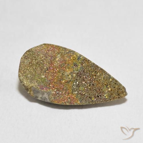 Pirite Arcobaleno Multicolore naturale da 4.55 ct, Forma a pera, Opaco