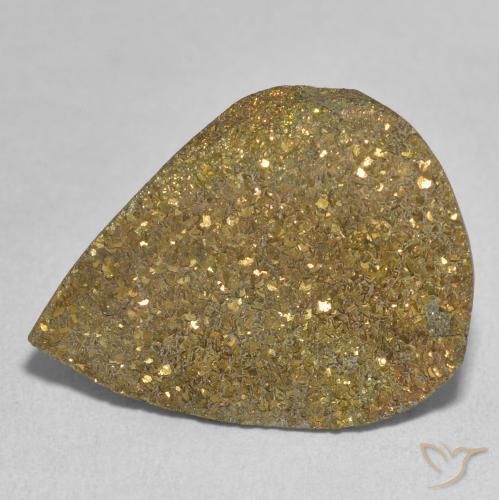 13.48ct Naturale Multicolore Pirite Arcobaleno, Forma a pera, Opaco