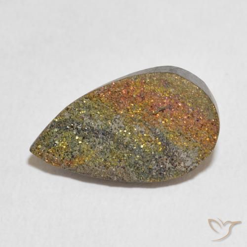 6.04ct Naturale Multicolore Pirite Arcobaleno, Forma a pera, Opaco