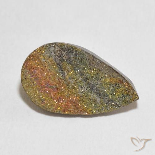 Pirite Arcobaleno Multicolore naturale da 6.04 ct, Forma a pera, Opaco