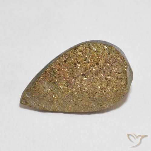 4.75ct Naturale Multicolore Pirite Arcobaleno, Forma a pera, Opaco