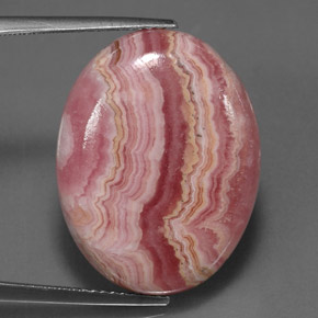 Rodocrosite naturale multicolore da 24,57 ct, taglio ovale, opaco