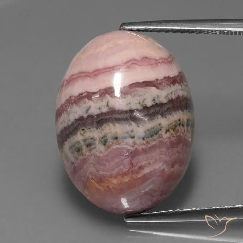 Rodocrosite naturale multicolore da 24,26 ct, taglio ovale, opaco