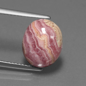 Rodocrosite naturale multicolore da 6,42 ct, taglio ovale, opaco
