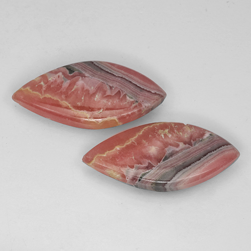 Gemme di Rodocrosite Multicolore naturale da 25.42 ct, Taglio marquise, Traslucido