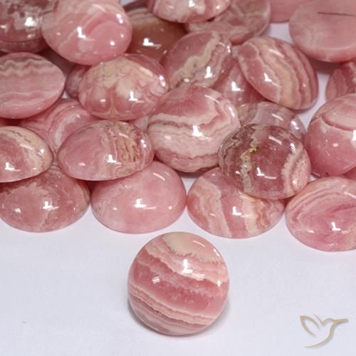 Rodocrosite naturale multicolore da 6,39 ct, taglio rotondo, traslucido