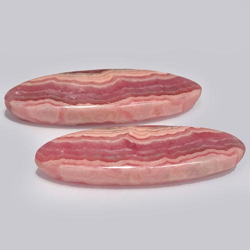 Gemme di Rodocrosite Multicolore naturale da 24.07 ct, Taglio ovale, Traslucido