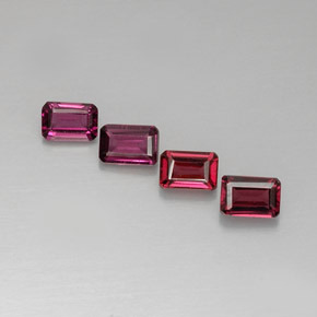 Granato rodolite naturale rosa da 3,39 ct, taglio smeraldo, VVS-VS