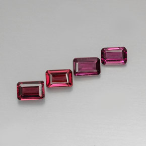 Granato rodolite naturale rosa da 3,39 ct, taglio smeraldo, VVS-VS