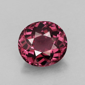 Granato Rodolite Rosso lampone naturale da 1.38 ct, Taglio ovale, VVS