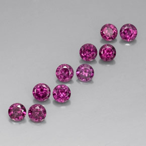 Gemme di Granato Rodolite Rosso lampone naturale da  ct, Taglio rotondo, VVS-VS