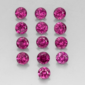 Gemme di Granato Rodolite Rosso lampone naturale da  ct, Taglio rotondo, VVS-VS