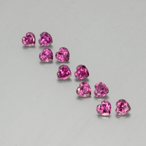 Granato rodolite naturale porpora da 2,96 ct, a forma di cuore, VVS-VS