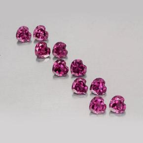 Granato rodolite naturale porpora da 2,98 ct, a forma di cuore, VVS-VS