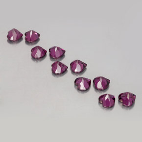 Granato rodolite naturale porpora da 3,11 ct, a forma di cuore, VVS-VS