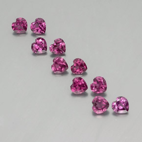 Granato rodolite naturale porpora da 2,81 ct, a forma di cuore, VVS-VS