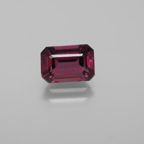 Granato rodolite naturale rosso da 1,67 ct, taglio smeraldo, VS