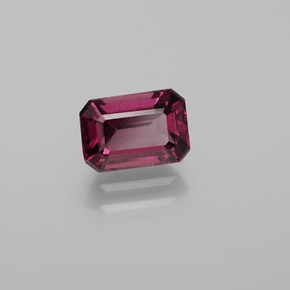 Granato rodolite naturale rosso da 1,67 ct, taglio smeraldo, VS