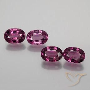 Gemme di Granato rodolite Viola scuro naturale da 4.46 ct, Ovale, VVS-VS
