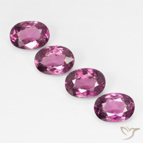 Gemme di Granato rodolite Viola medio naturale da 3.92 ct, Ovale, VS