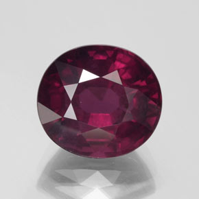 Granato rodolite Rosso lampone naturale da 10.64 ct, Ovale, VS