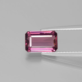 Granato rodolite naturale rosso da 2,22 ct, taglio smeraldo, VVS