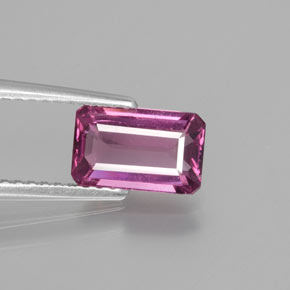 Granato rodolite naturale rosso da 1,49 ct, taglio smeraldo, VS