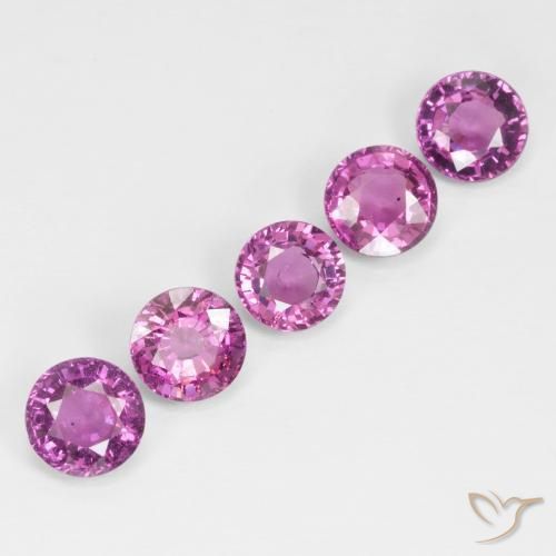 Gemme di Granato rodolite Rosa violetto naturale da 3.41 ct, Rotondo, VS