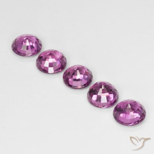 Gemme di Granato rodolite Rosa violetto naturale da 3.41 ct, Rotondo, VS