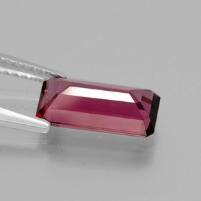 Granato rodolite naturale rosso da 2,32 ct, taglio smeraldo, VVS-VS