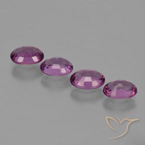 Gemme di Granato rodolite Viola scuro naturale da 3.79 ct, Ovale, VVS-VS