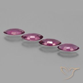 Gemme di Granato rodolite Viola medio naturale da 3.18 ct, Taglio marquise, VVS-VS