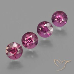 Gemme di Granato rodolite Viola rossastro naturale da 2.58 ct, Rotondo, VS
