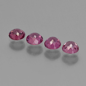 Gemme di Granato Rodolite Rosso lampone naturale da 1.38 ct, Taglio rotondo, VS