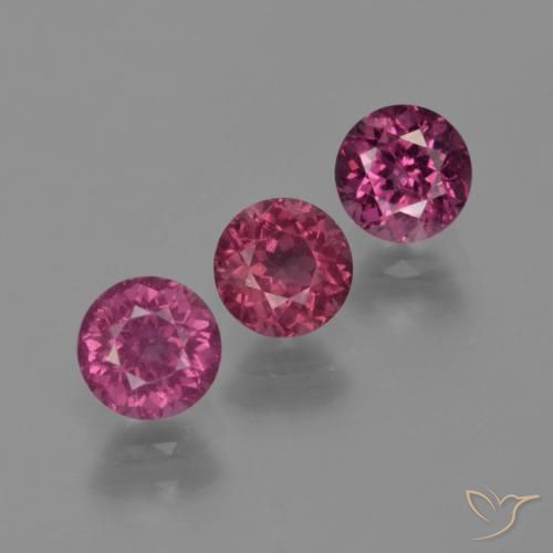 Gemme di Granato rodolite Rosa Bacca Viola naturale da 2.27 ct, Rotondo, VS