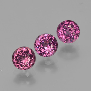 Gemme di Granato Rodolite Rosso lampone naturale da  ct, Taglio rotondo, VVS-VS