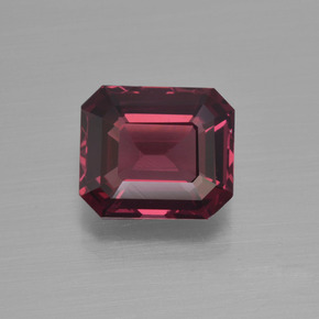 Granato rodolite naturale rosso da 2,98 ct, taglio smeraldo, VVS-VS