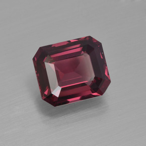 Granato rodolite naturale rosso da 2,98 ct, taglio smeraldo, VVS-VS