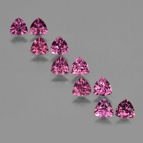 Gemme di Granato Rodolite Rosa intenso Bacca Viola naturale da 5.50 ct, Taglio trillion, VS