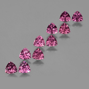 Gemme di Granato Rodolite Rosa intenso Bacca Viola naturale da 5.50 ct, Taglio trillion, VS