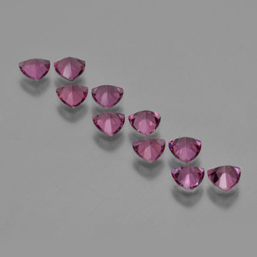Gemme di Granato Rodolite Rosa intenso Bacca Viola naturale da 5.50 ct, Taglio trillion, VS