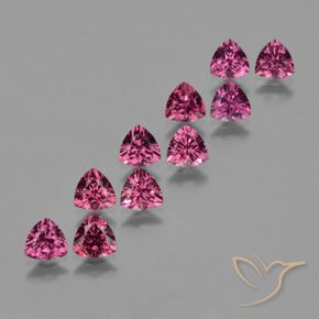 Gemme di Granato rodolite Viola medio naturale da 5.79 ct, Taglio trillion, VS