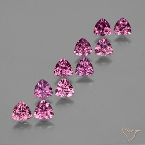 Gemme di Granato rodolite Viola rossastro naturale da 5.40 ct, Taglio trillion, VS