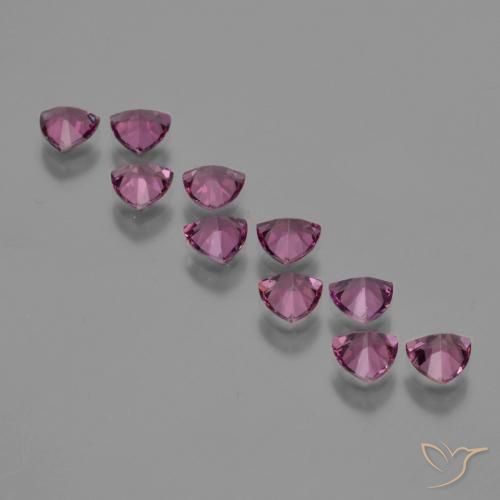 Gemme di Granato rodolite Viola rossastro naturale da 5.40 ct, Taglio trillion, VS
